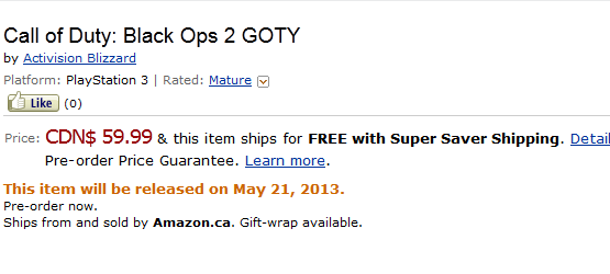 Call of Duty: Black Ops 2 Game of the Year Edition Listed ...