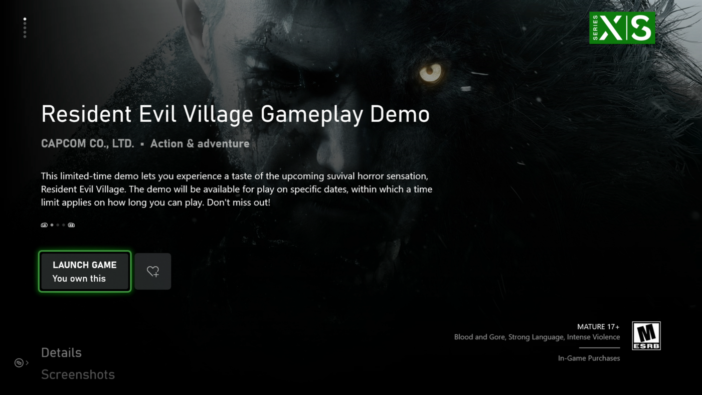 Resident Evil Village demo Preload Xbox