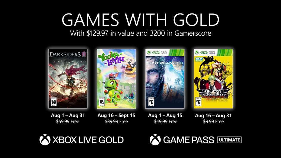 Xbox Free Games With Gold August 2021 Revealed