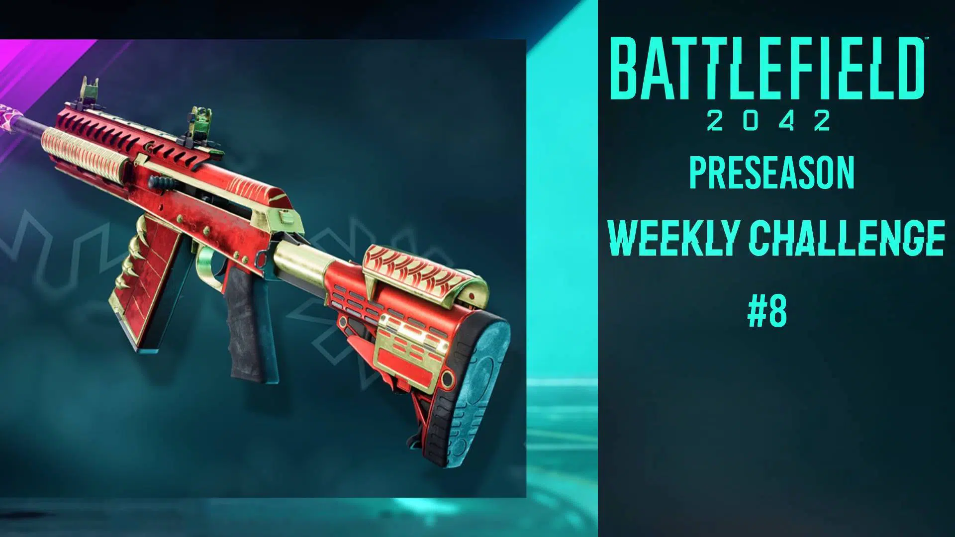 Battlefield 2042 Weekly Reset Challenge #8 (Jan 27 – Feb 3) Reward Adapt Predator for 12M Auto shotgun.