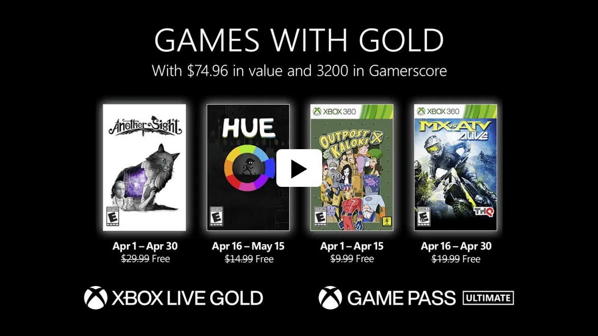 Xbox Games With Gold Free Games for April 2022