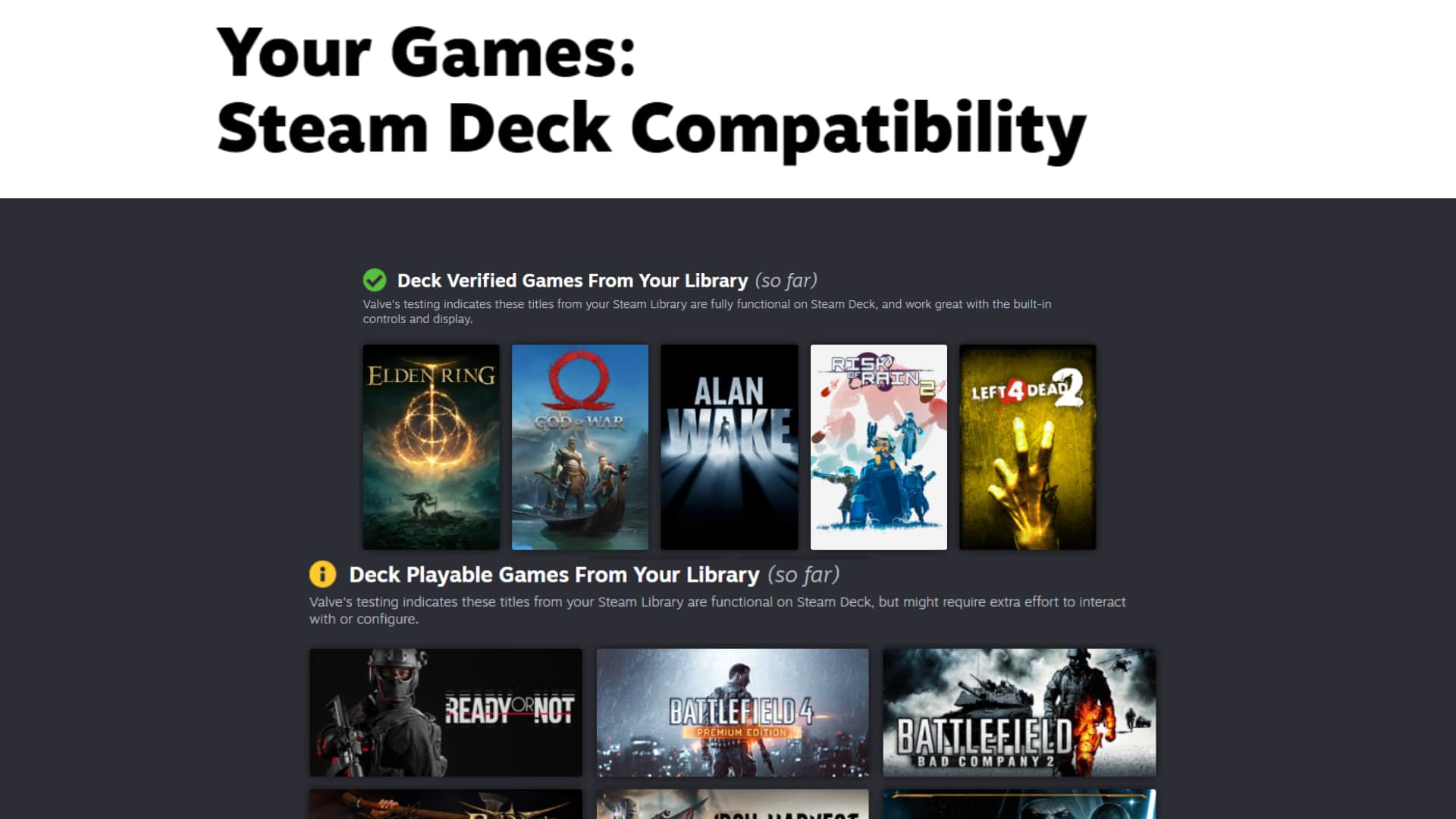 Steam Deck Playable Games