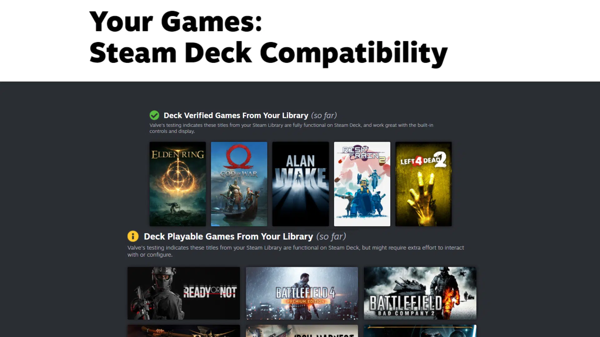 Steam Deck Playable Games