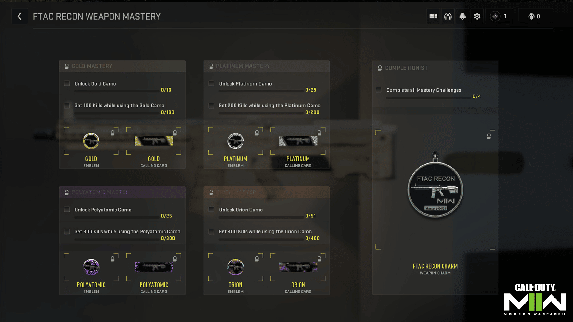 Modern Warfare 2 Weapon Mastery: