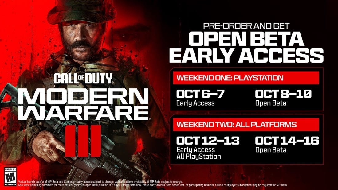 2024 Calendrier de la bêta ouverte de Modern Warfare 3, Call of Duty