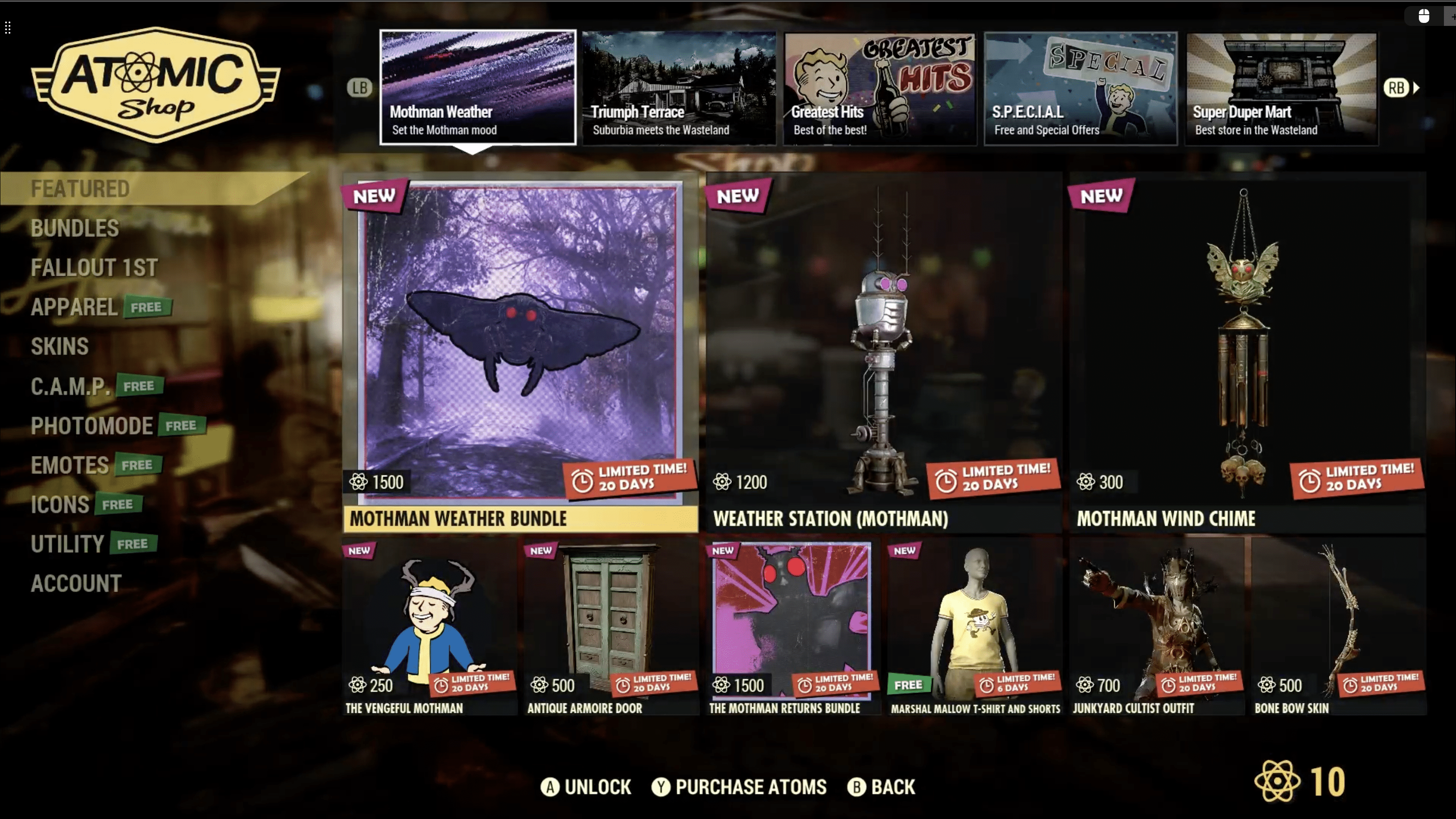 Fallout 76 Atomic Shop weekly update for August 13