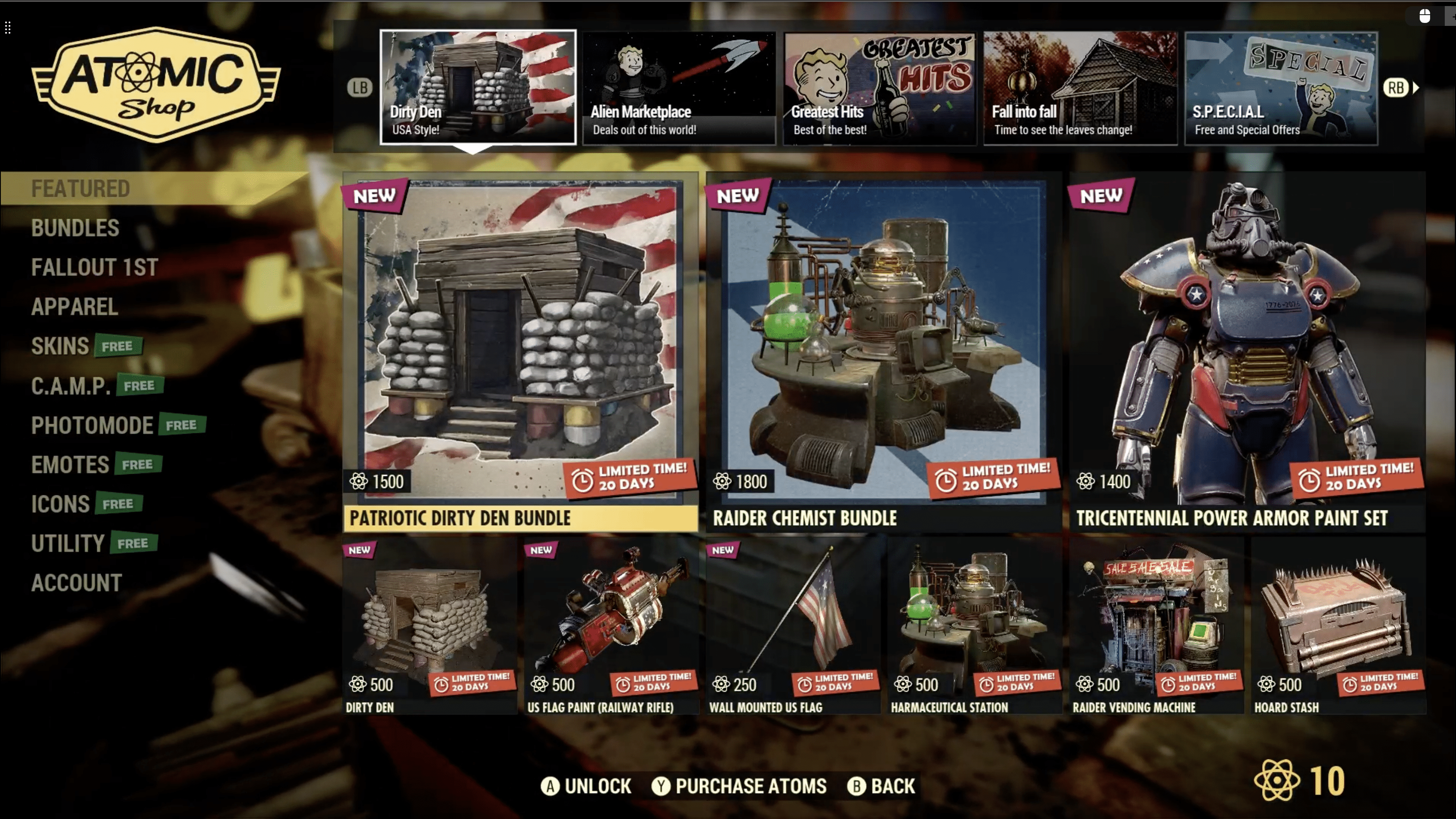 Fallout 76 Atomic Shop November 19