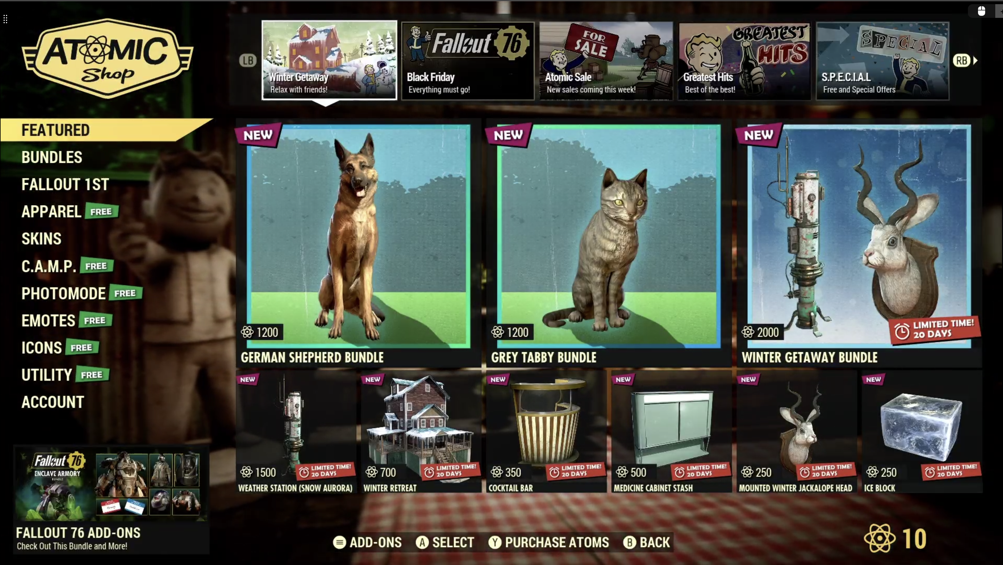 Fallout 76 Atomic Shop December 3