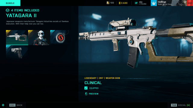 Battlefield 2042 Yatagara II Store Bundle Items